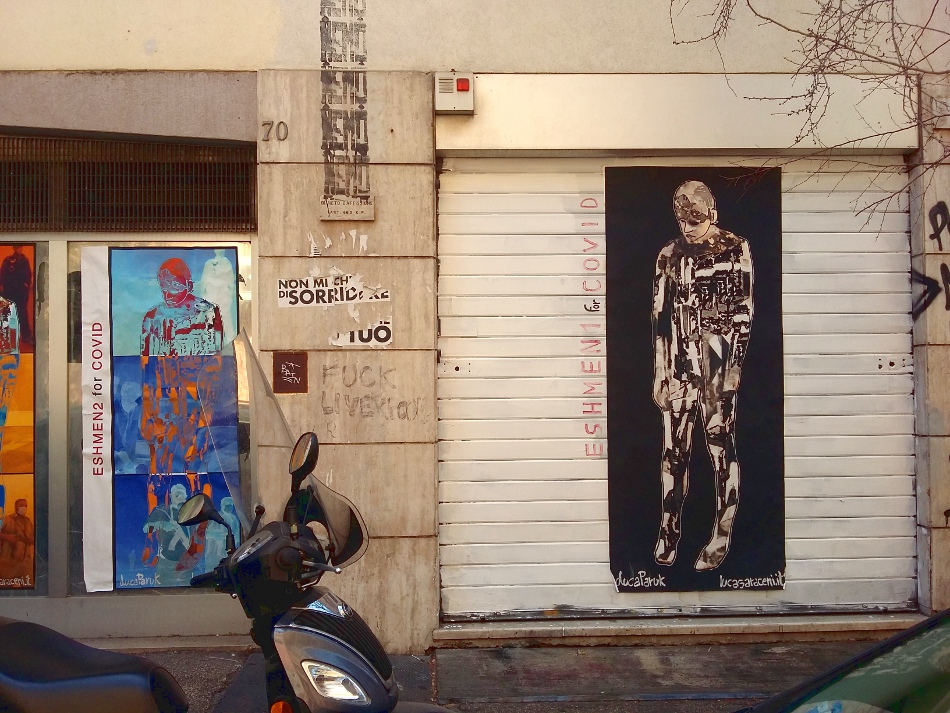 Luca Saraceni (IT), Eshmen1 for Covid, 2020 (foto 2020), Via Macerata Luca Saraceni (IT), Eshmen1 for Covid, 2020 (foto 2020), Via Macerata