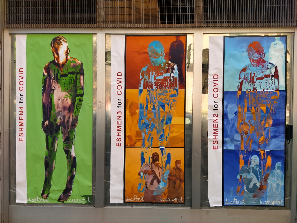 Luca Saraceni (IT), Eshmen for Covid, 2020 (foto 2020), Via Macerata Luca Saraceni (IT), Eshmen for Covid, 2020 (foto 2020), Via Macerata